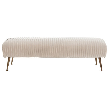 Ridder Velvet Bench With Antique Brass Legs Giotto Almond