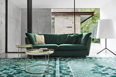 Inspiration for a large contemporary formal and enclosed concrete floor and gray floor living room remodel in San Francisco with no tv