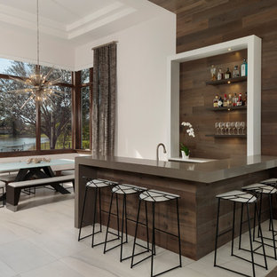 75 Most Popular Home  Bar  with Brown Cabinets Design Ideas  
