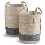 Napa Home & Garden - Quinn Round Baskets, Set of 2 - Fashion forward, with mixed weaves, natural materials and enhanced details. Even the rich mix of colors speak to the fashionista quality of the Quinn Baskets.