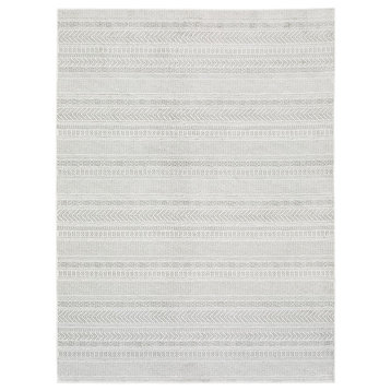 Monfort Geometric Striped White/Grey Indoor Area Rug, 5'3"x7'6"