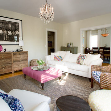 Chunky Braided Wool Rug Paired with Serengeti Accent Chair