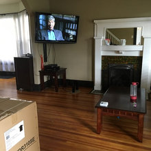 Sides of fireplace