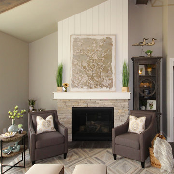 Gas Fireplace with Cultured Stone Face
