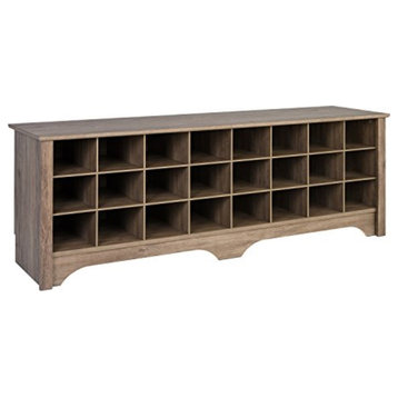 24 Pair Shoe Storage Cubby Bench, Drifted Gray