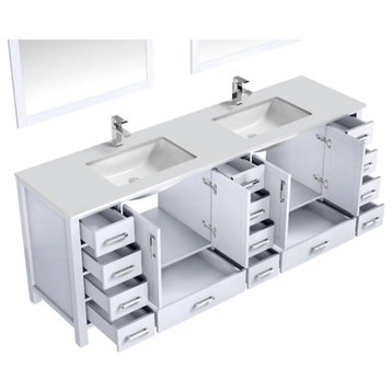 Jacques Modern White 84" Double Vanity With Quartz Top