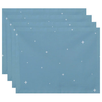 Shining Stars, Holiday Geometric Print Placement, Light Blue, Set of 4