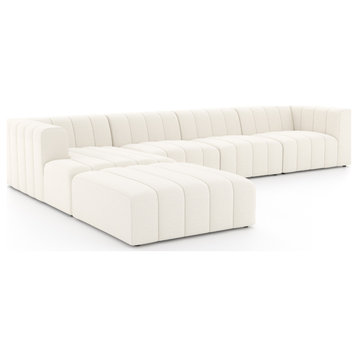 Langham Fayette Cloud Channeled 4-Piece Sectional With Ottoman