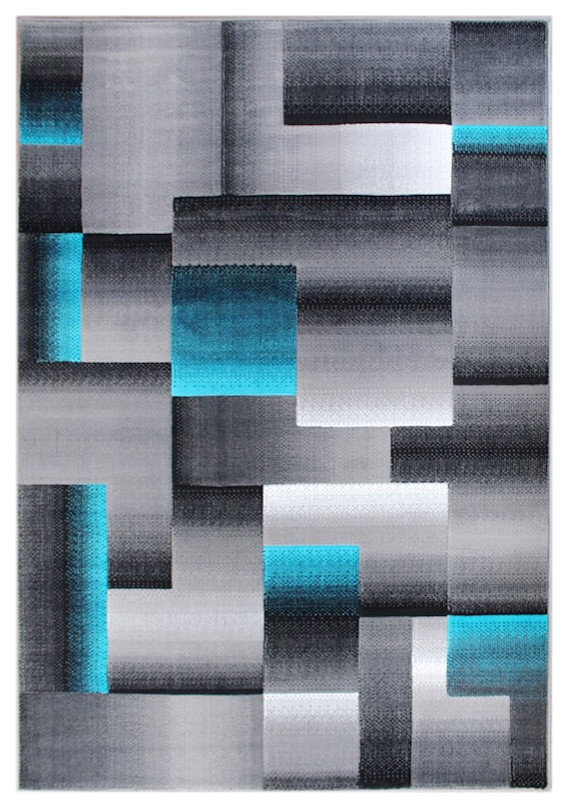 Flash Furniture Elio 5x7 Block Area Rug, Turquoise, ACD-RGTRZ861-57-TQ ...