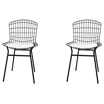 Manhattan Comfort Madeline Chair, Black/White, Set of 2