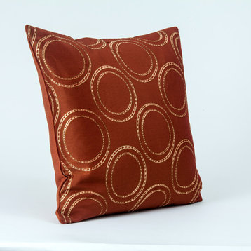 Gold circles pillow cover, rust and gold pillow cover, throw pillow cover, 24x24