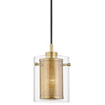 Hudson Valley Lighting - Elanor 1-Light Pendant, Aged Brass - Elanor's light peeks through perforated metal. A glass shade completes the subtle allure.