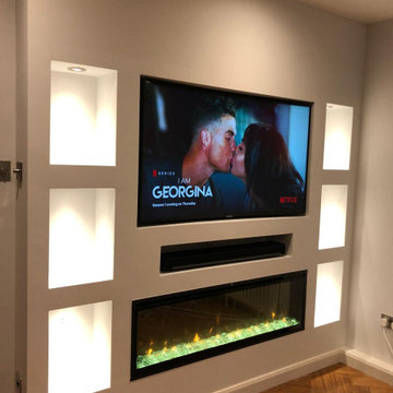 Custom TV Media Wall & Bespoke Mirrored Storage