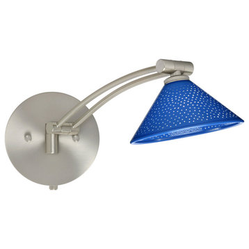 Kona 1ww 1 Light Swing Arm or Wall Lamp, Satin Nickel, Blue Starpoint Glass