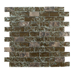 Brown Crackle Glass and Dark Emperador Stone Mosaic Tiles - Home Accessories & Decor