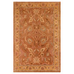 Bareens Designer Rugs - Antique Lavastone Low-Pile Beulah Brown/Gold Wool Rug - 9'11'' x 13'11'' - An exhilarating oriental rug with distinctive motifs and wide-ranging pallet of warm colors, this antique vintage distressed low pile hand knotted masterpiece is a breath-taking addition to any decor. Featuring a soft low pile, showcasing the intricate design with an awe-inspiring color palette this masterpiece is known for its versatility, all vegetable dyes, and high knot count. Known for its artistic individuality, masterful construction, and enduring appeal this one-of-a-kind rug is an excellent addition to any d�cor.