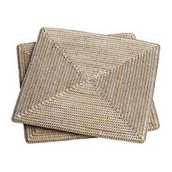 SQUARE RATTAN PLACEMATS - SET OF 2 - Placemats