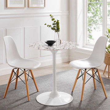 Lippa 28" Round Terrazzo Dining Table in White White