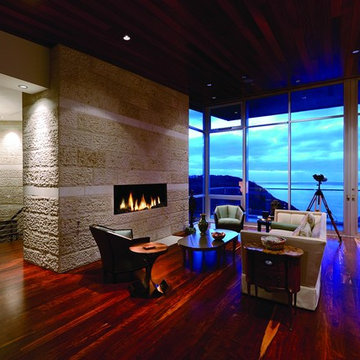Contemporary Living Room Overlooking the Ocean in La Jolla