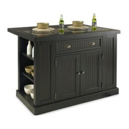 Home Styles - Home Styles Nantucket Kitchen Island, Distressed Black with Black Granite Inla - Kitchen Islands And Kitchen Carts