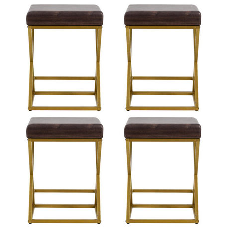 Metal Bar Stool With Footrest, Set of 4