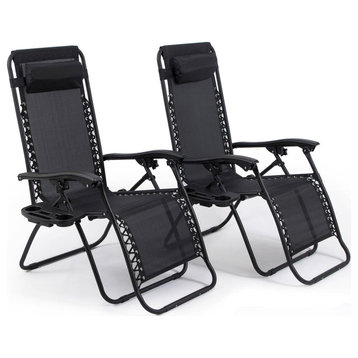 Folding Zero Gravity Chairs, Set of 2, Black