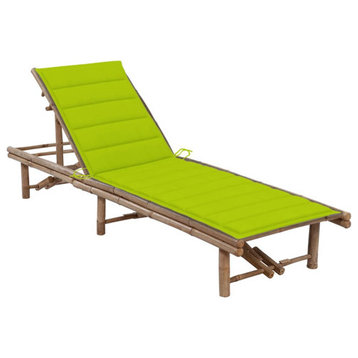 vidaXL Patio Sun Lounger with Cushion Outdoor Chair Seat Furniture Bamboo