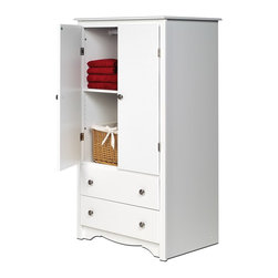 Prepac Monterey 2-Drawer Armoire in White - Armoires And Wardrobes