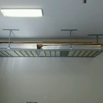 Sukkah Storage Using Overhead Garage Ceiling Storage Racks