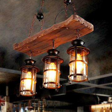 Wood board Chandelier & pendant lights vintage hanging light