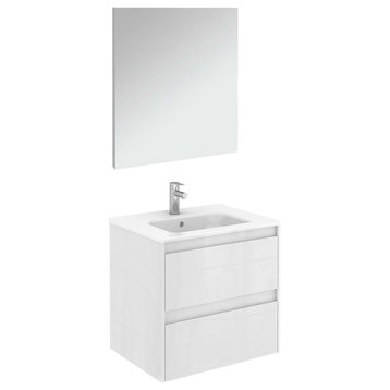 Ambra 60 Pack 1 Wall Mount Bathroom Vanity with Mirror in Matte White