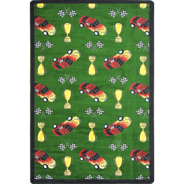 Playful Patterns Rug, Start Your Engines, 5'4"x7'8", Green