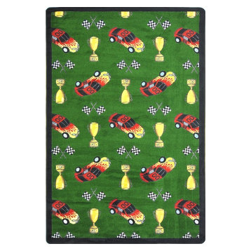 Playful Patterns Rug, Start Your Engines, 3'10"x5'4", Green