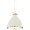 Painted No. 3 2-Light Small Pendant by Mark D. Sikes, Aged Brass/Off White