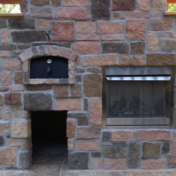 Outdoor pizza oven kit built in with fireplace