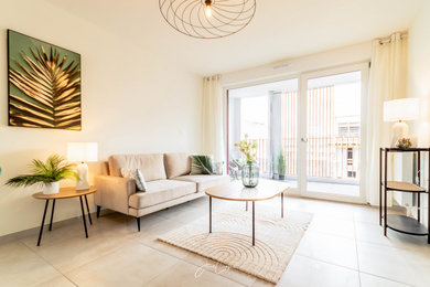 Aménagement d'un salon scandinave.
