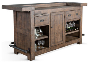 80" Rustic Mancave Game Room Home Bar Wine Rack Liquor Stemware Storage