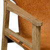 Midcentury Style Slung Medium Antique Chestnut Leather & Light Oak Armchair