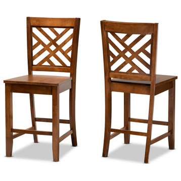 Caron Modern Transitional Brown Finished Wood 2-Piece Counter Stool Set