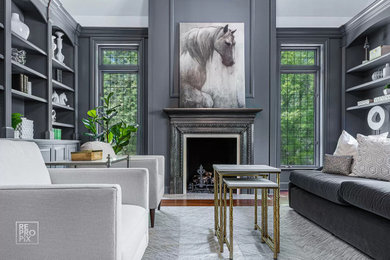 Transitional living room photo in Chicago