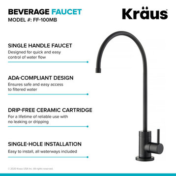 Kraus FF-100 Purita 1 GPM Cold Water Dispenser - - Spot Free Stainless Steel
