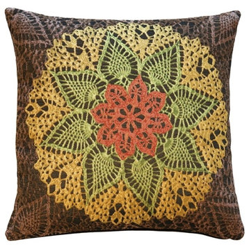 Pillow Decor - Crochet Flower 19 x 19 Tapestry Pillow