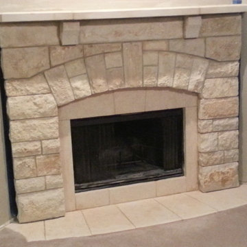 Chopped Cream Limestone Fireplace Mantel
