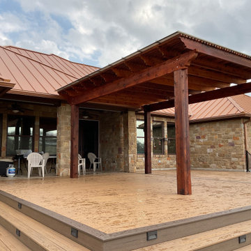 Cedar pergola and composite deck with lighting