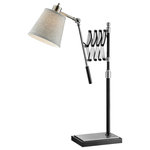 Lite Source - Lite Source Caprilla Table Lamp - EXTENDABLE TABLE LAMP, BN/BLACK/L.GREY FABRIC SHADE, A 40W
