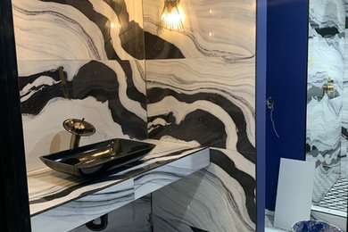 Inspiration for a modern powder room remodel in Orange County