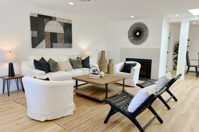 Example of a large beach style living room design in Los Angeles