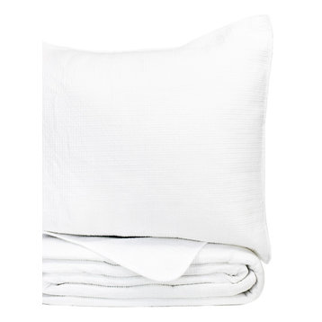 Bedford Lace Cotton Quilt Set, White on White, King Quilt Set