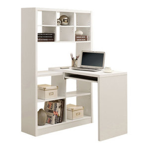 Homcom Foldable Rotating Corner Desk And Shelf Combo White