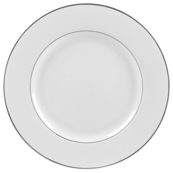 Double Line Dinner Plates, Set of 6, Silver